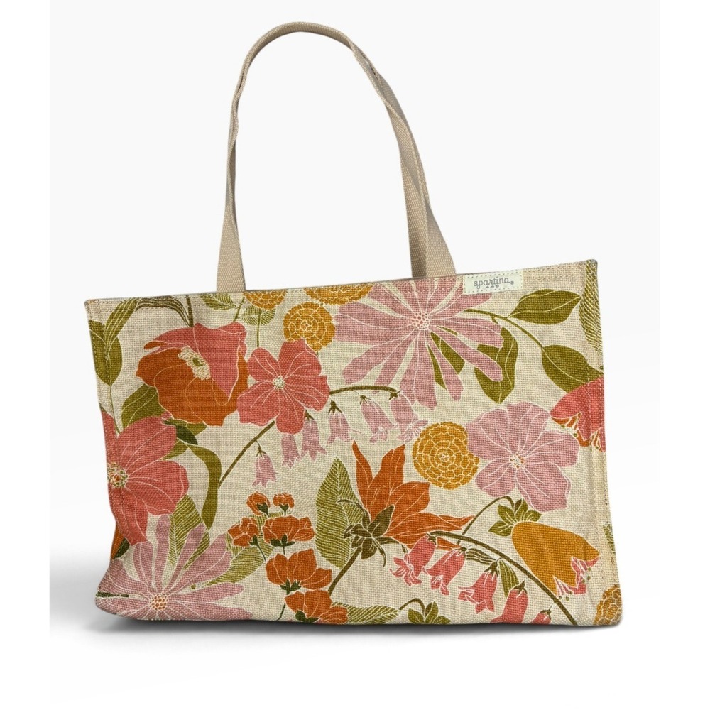 Spartina 449 Market Tote Honey Horn Floral Print Large Shoulder Bag Coastal